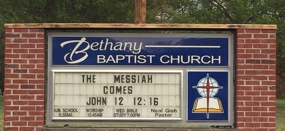 Bethany Baptist Church sign